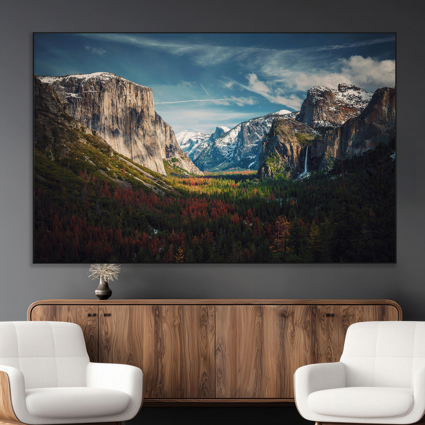SEG-FC-51X34_Oversize - Yosemite National Wall Art Canvas Print, Framed Mountain Landscape Art Picture Print, El Capitan Perfect Rustic Farmhouse Decor Artwork