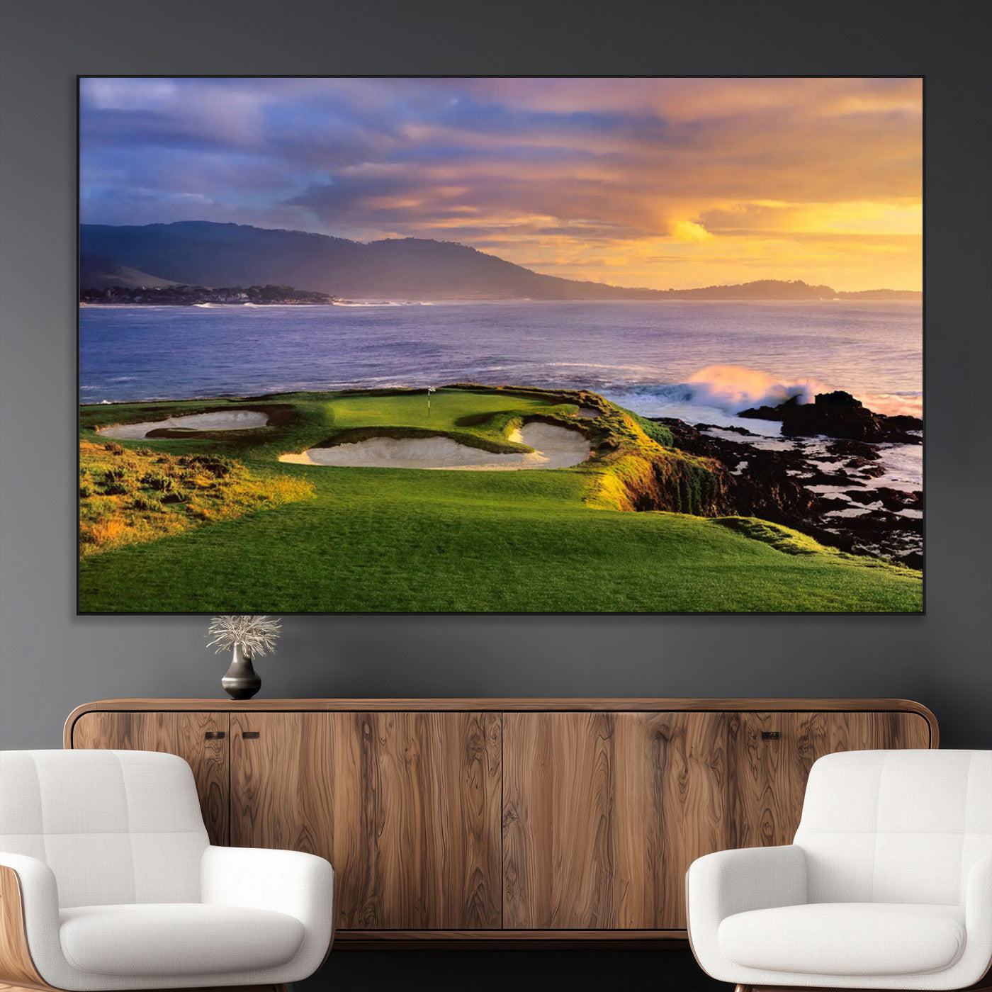SEG-FC-51X34_Oversize - Pebble Beach Golf Links Wall Art Canvas Print – Iconic Coastal Golf Course Artwork, Perfect for