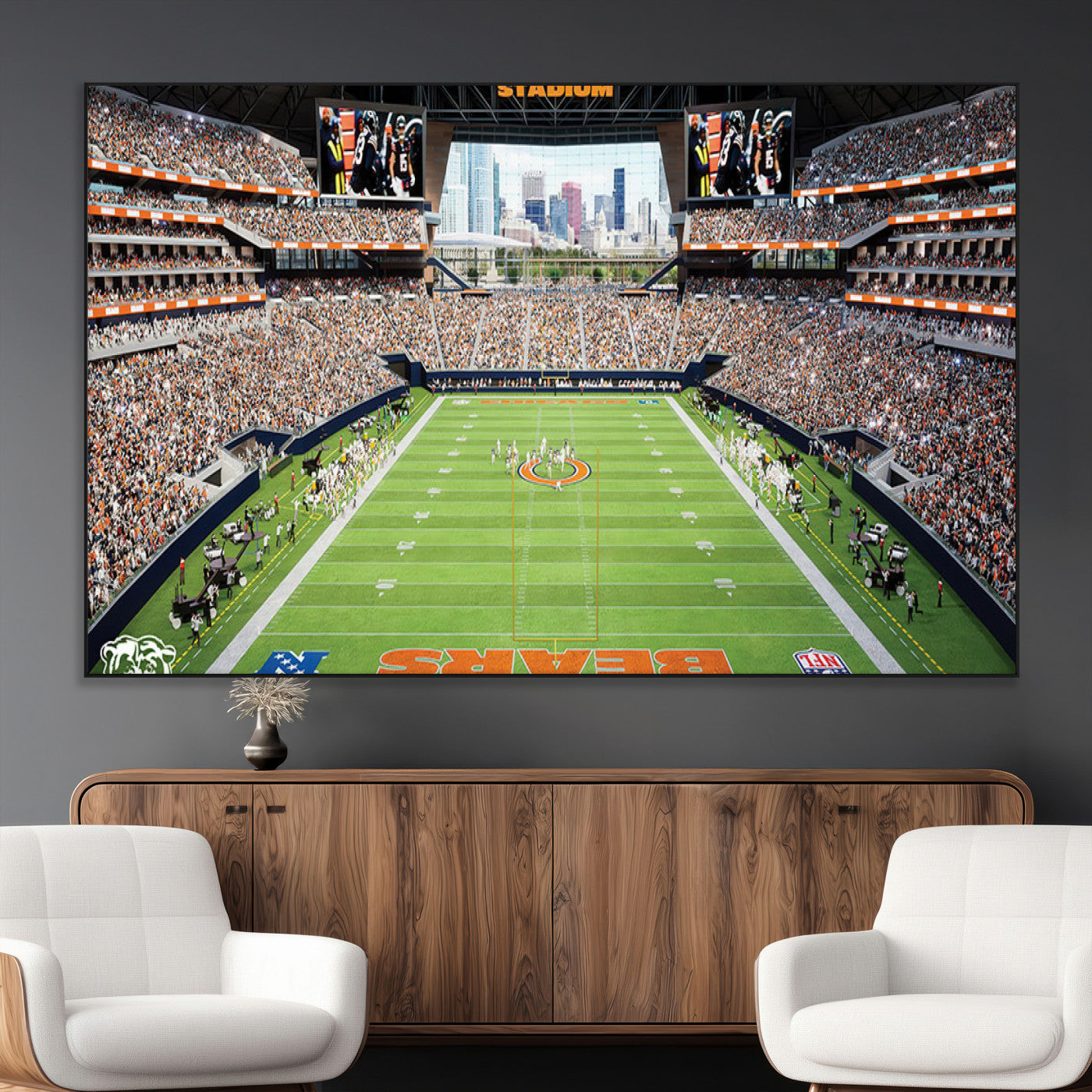 SEG-FC-51X34_Oversize - Chicago Bears Soldiers Field Wall Art Canvas Print – Framed Football Stadium Artwork for Sports