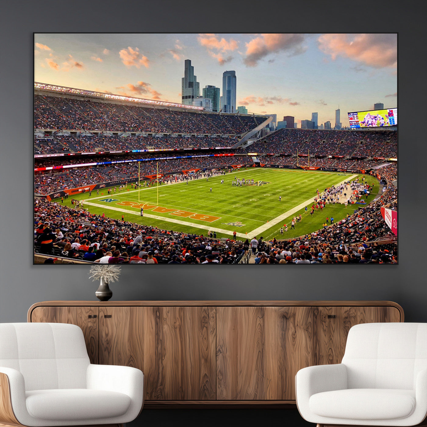 SEG-FC-51X34_Oversize - Chicago Bears Soldiers Field Wall Art Canvas Print – Framed Football Stadium Artwork for Sports