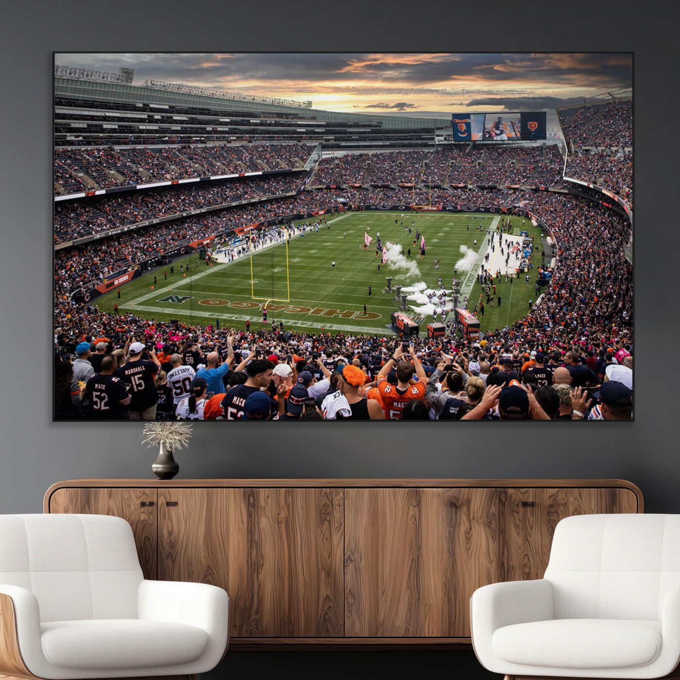 SEG-FC-51X34_Oversize - Chicago Bears Soldiers Field Wall Art Canvas Print – Framed Football Stadium Artwork for Sports