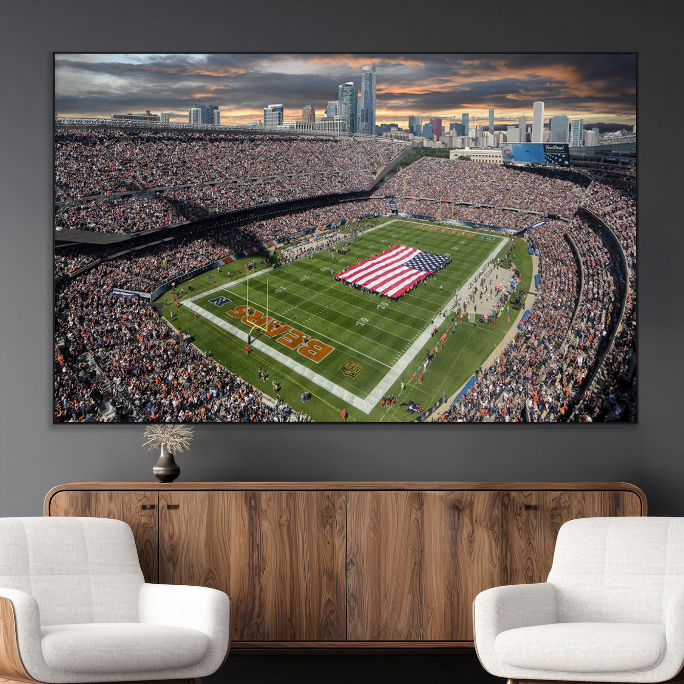 SEG-FC-51X34_Oversize - Chicago Bears Soldiers Field Wall Art Canvas Print – Framed Football Stadium Artwork for Sports
