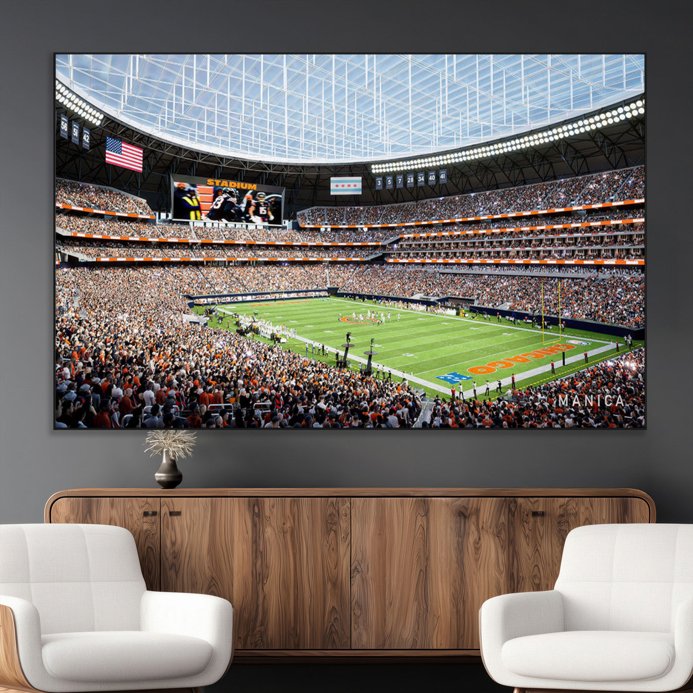 SEG-FC-51X34_Oversize - Chicago Bears Soldiers Field Wall Art Canvas Print – Framed Football Stadium Artwork for Sports