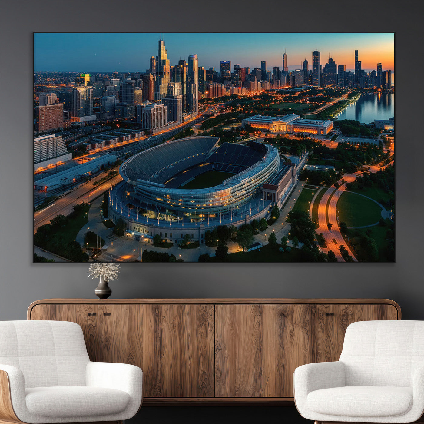 SEG-FC-51X34_Oversize - Chicago Bears Soldiers Field Wall Art Canvas Print – Framed Football Stadium Artwork for Sports
