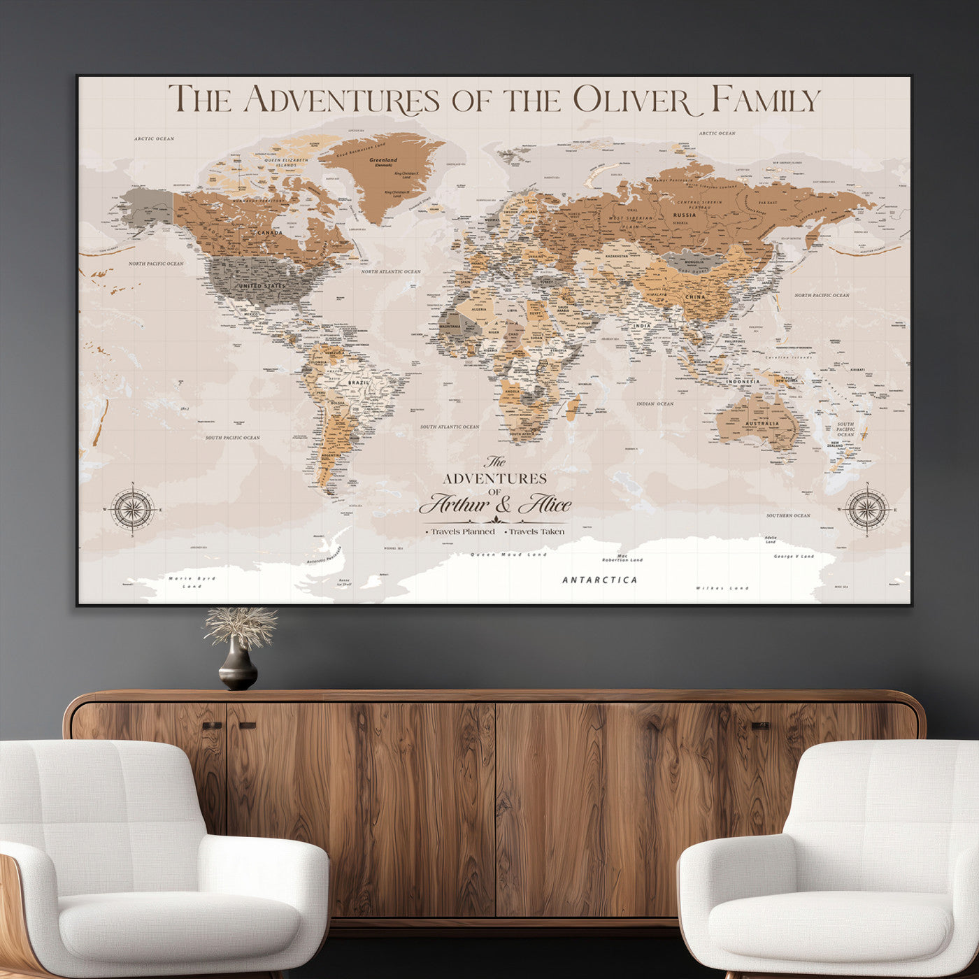SEG-FC-51X34_Oversize - World Travel Map with Pins – Push Pin Maps of Where I've Been, Framed Wall Map for Travel Memories,