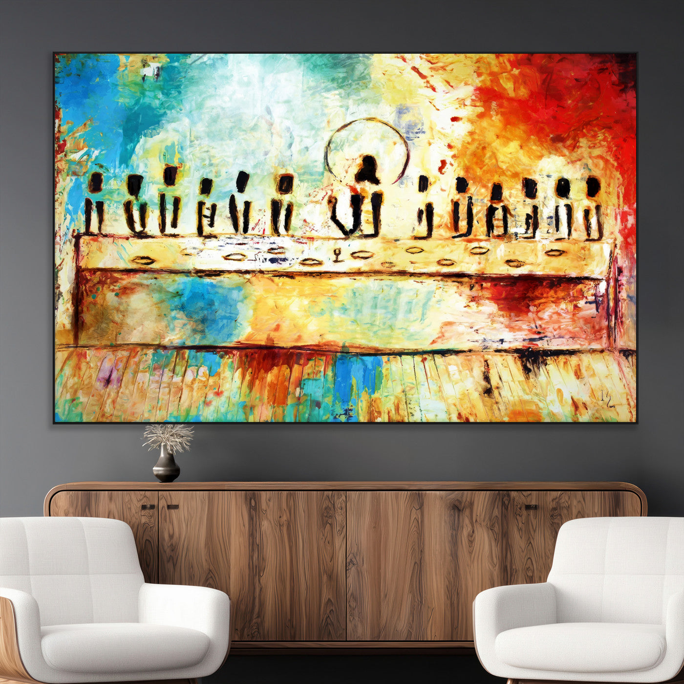 SEG-FC-51X34_Oversize - Abstract Last Supper with Apostles Wall Art Canvas Print