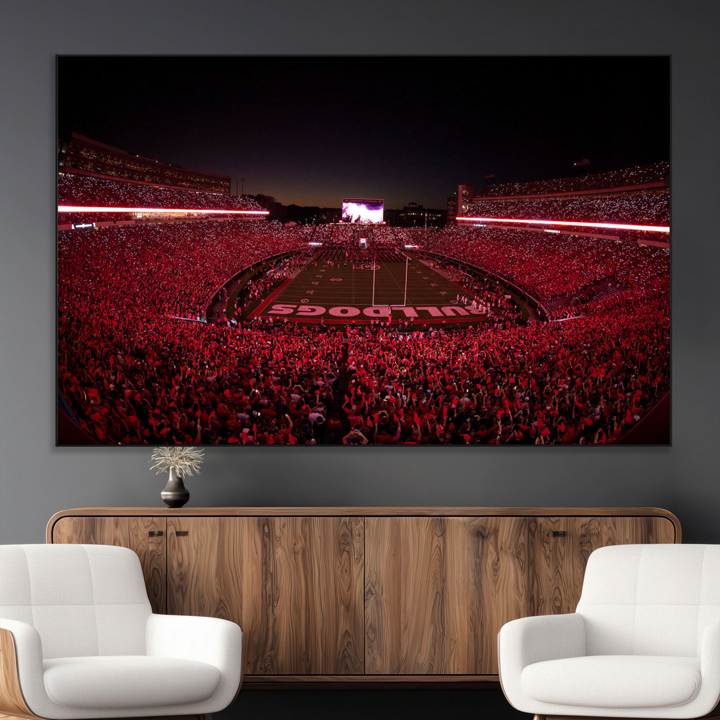 Dooley Stadium Wall Art Print, Sports Arena Canvas Wall Art, Dooley Field at Sanford Stadium Canvas Print, Modern Athletic Field Art Printing