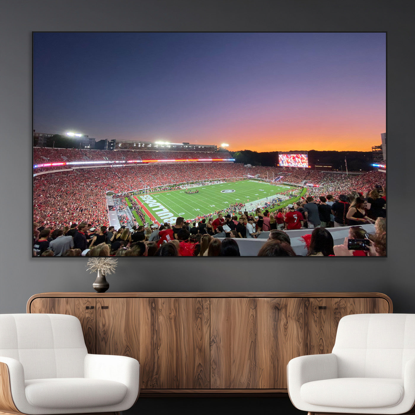 25139565-MGV-CV-36X24-Dooley Stadium Wall Art Print, Sports Arena Canvas Wall Art, Dooley Field at Sanford Stadium Canvas Print, Modern Athletic Field Art Printing