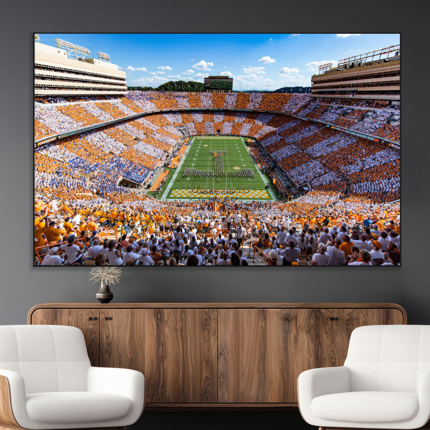 64238859-MGV-CV-36X24-Tennessee Neyland Stadium Wall Art Print, Sports Arena Canvas Wall Art, Panoramic Stadium Canvas Print, Modern Athletic Field Art Printing