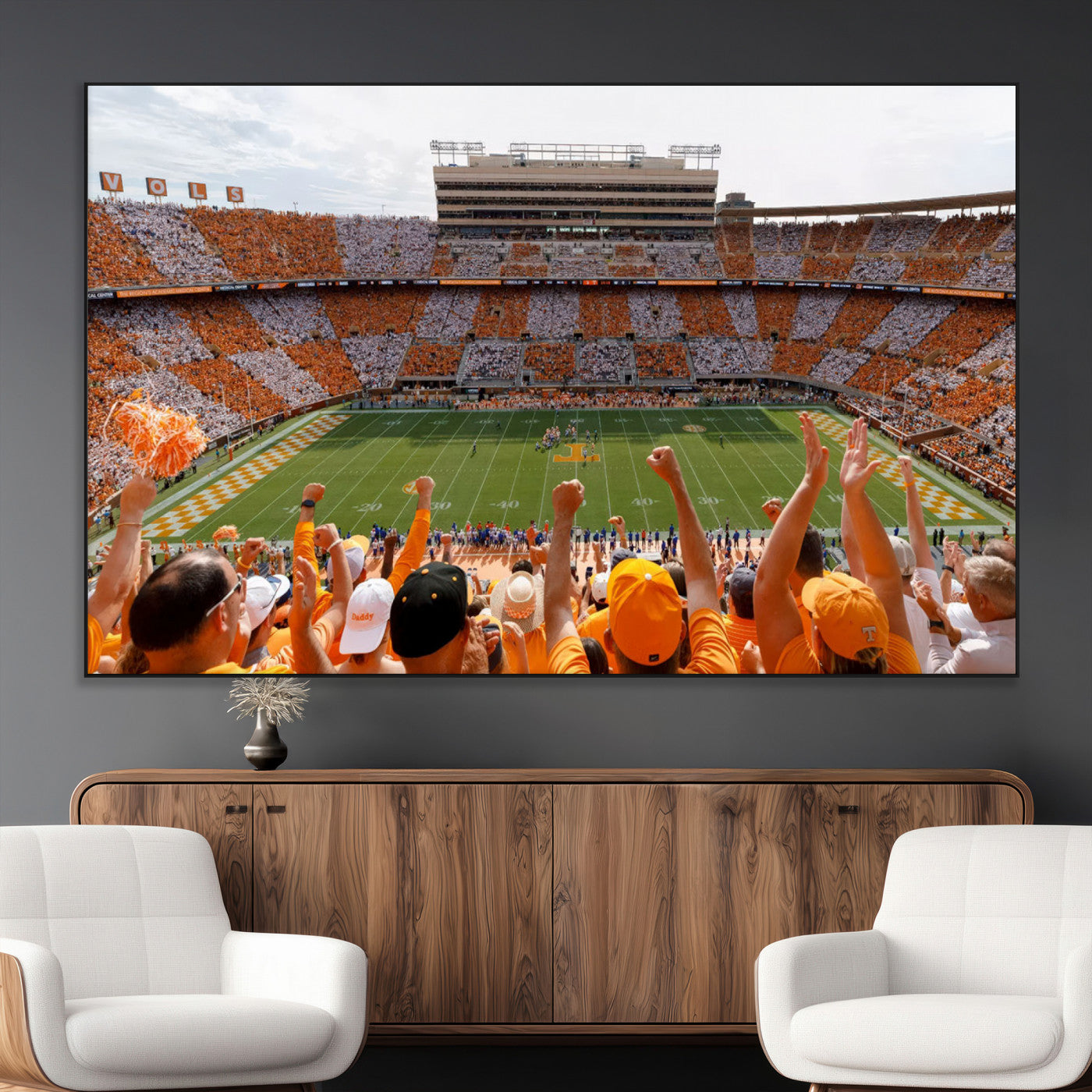 76011417-MGV-CV-36X24-Tennessee Neyland Stadium Wall Art Print, Sports Arena Canvas Wall Art, Panoramic Stadium Canvas Print, Modern Athletic Field Art Printing