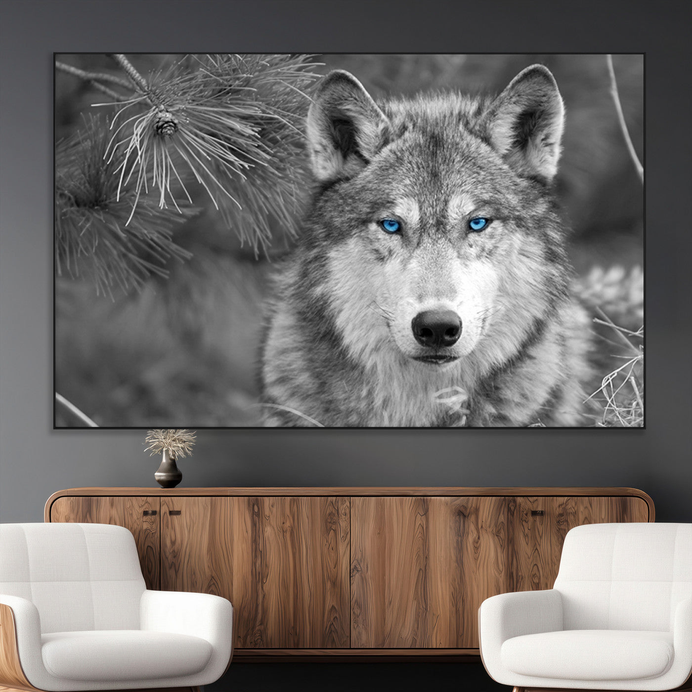 SEG-FC-51X34_Oversize - Wild Wolf Blue Eye Wall Art Canvas Print