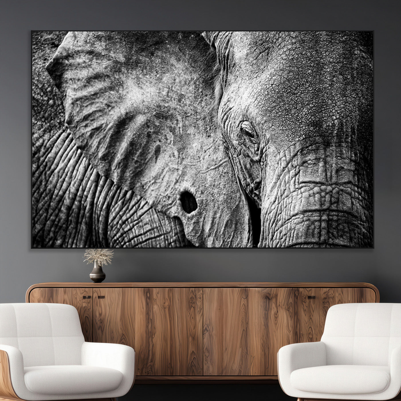 SEG-FC-51X34_Oversize - Wild Old Elephant Wall Art Canvas Print