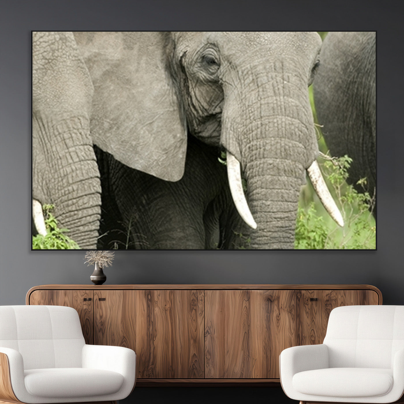 SEG-FC-51X34_Oversize - Wild Elephant Wall Art Canvas Print