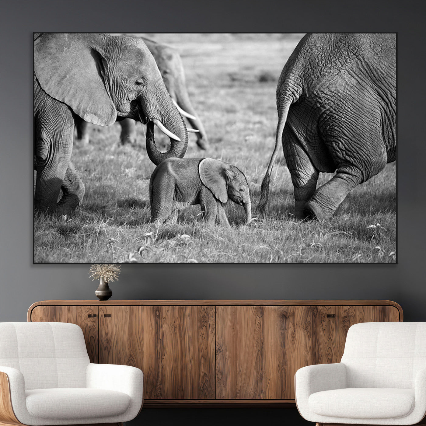 SEG-FC-51X34_Oversize - Wild Elephant Wall Art Canvas Print