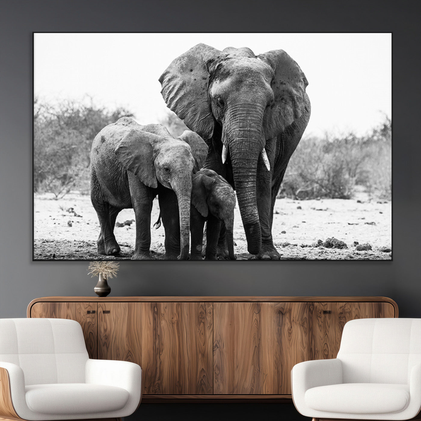 SEG-FC-51X34_Oversize - Elephant Family Africa Wall Art Canvas Print