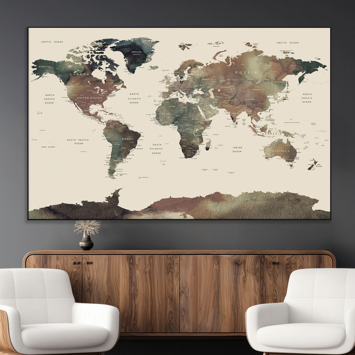 SEG-FC-51X34_Oversize - World Map Wall Art Canvas Print for Home and Office Decor