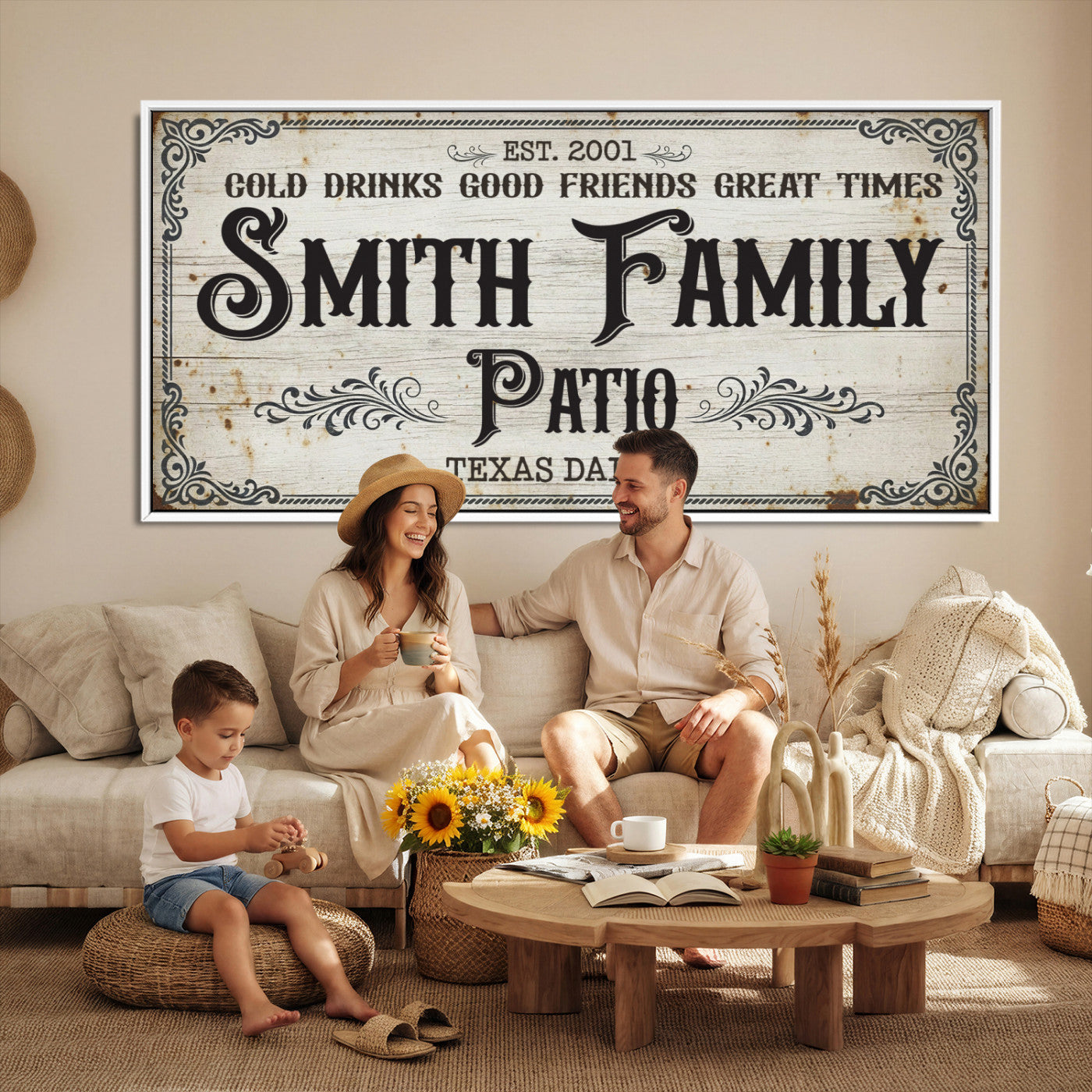 82858529-PAN-FL-20X10 - Custom Bar Sign Wall Art Canvas Print