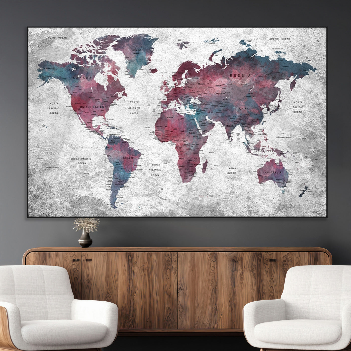 SEG-FC-51X34_Oversize - World Map Wall Art Canvas Print for Home and Office Decor