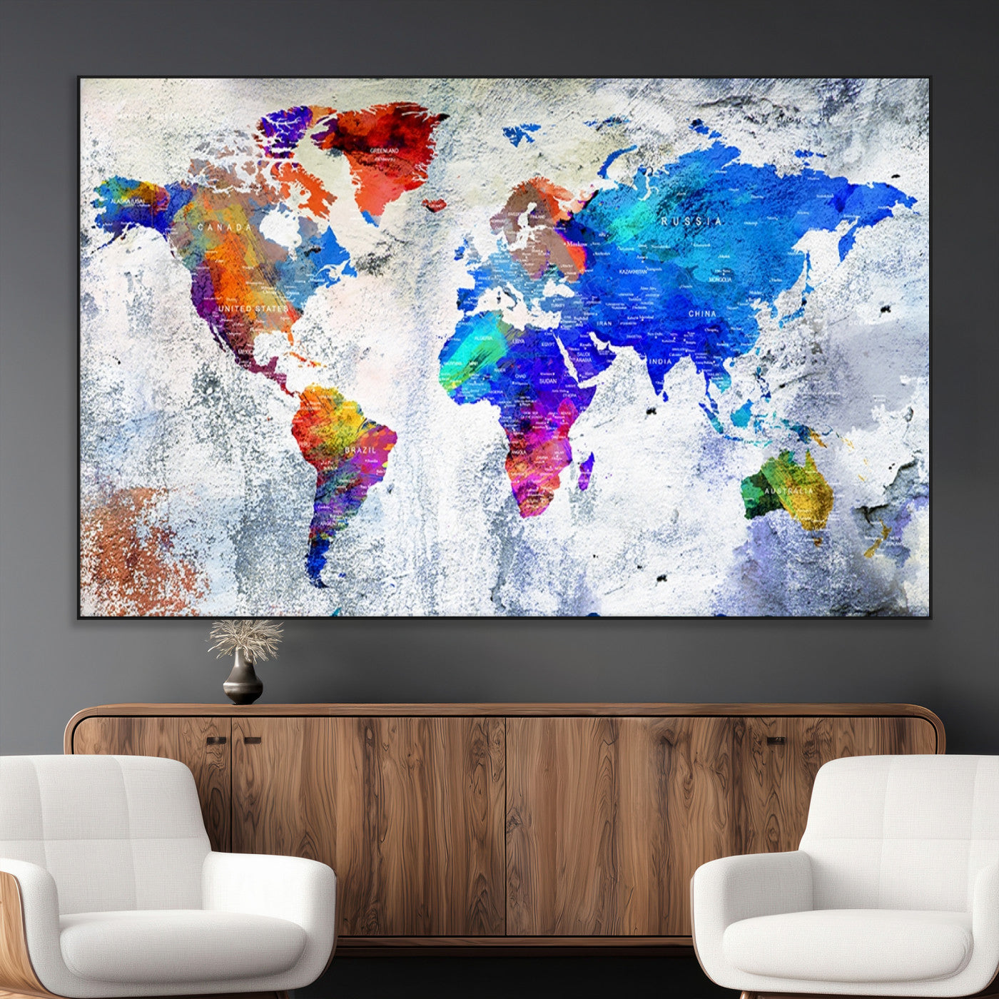 SEG-FC-51X34_Oversize - World Map Wall Art Canvas Print for Home and Office Decor
