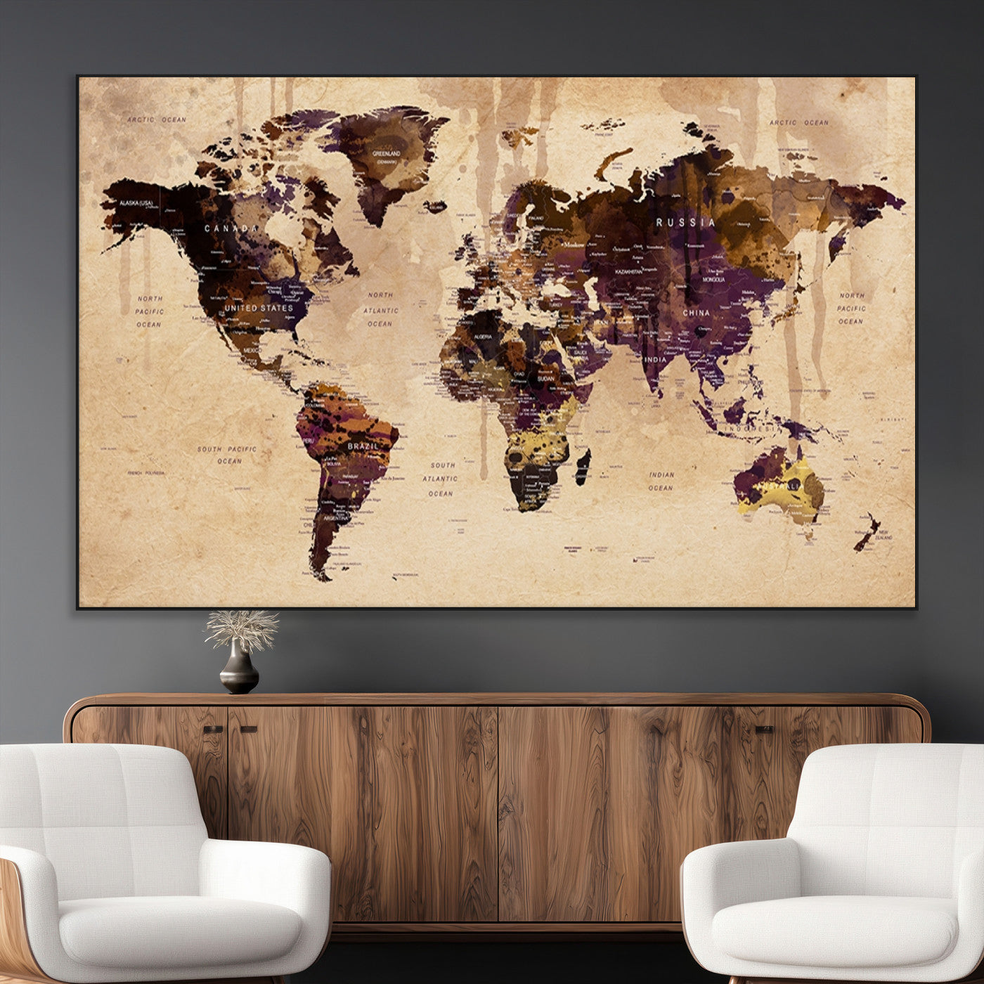 SEG-FC-51X34_Oversize - World Map Wall Art Canvas Print for Home and Office Decor