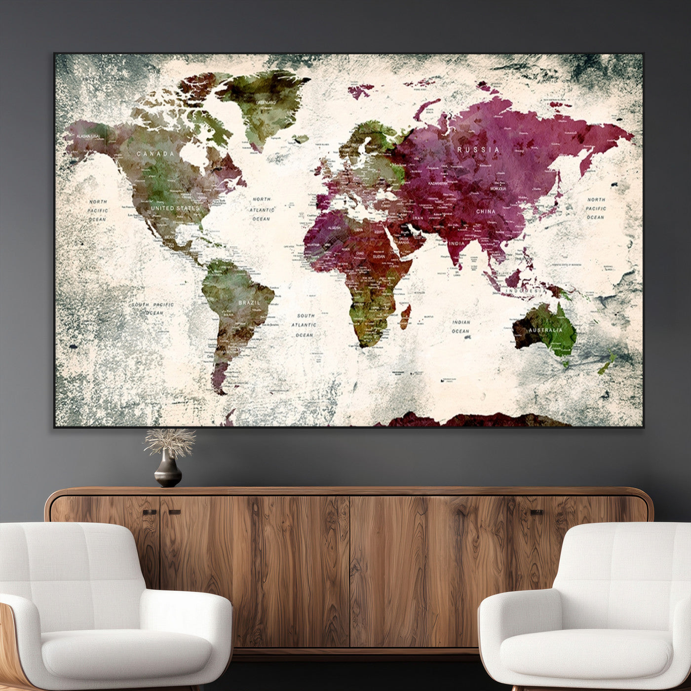 SEG-FC-51X34_Oversize - World Map Wall Art Canvas Print for Home and Office Decor