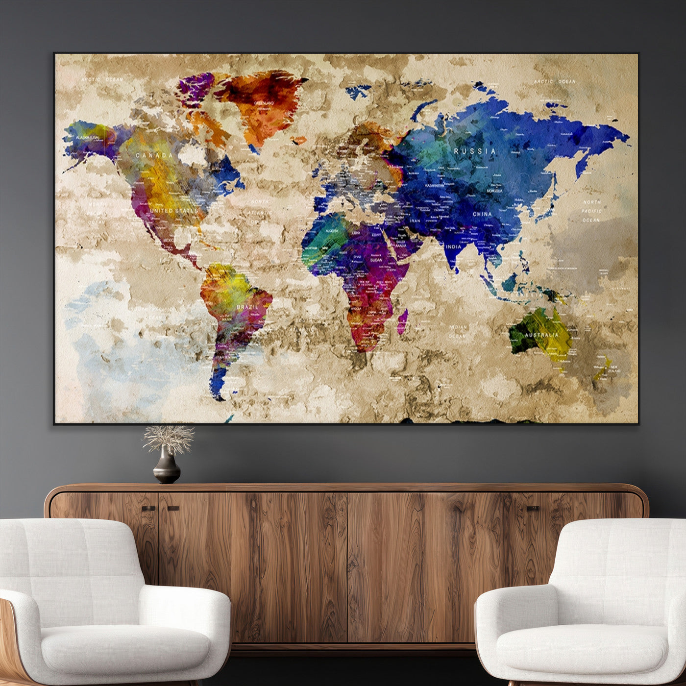 SEG-FC-51X34_Oversize - World Map Wall Art Canvas Print for Home and Office Decor