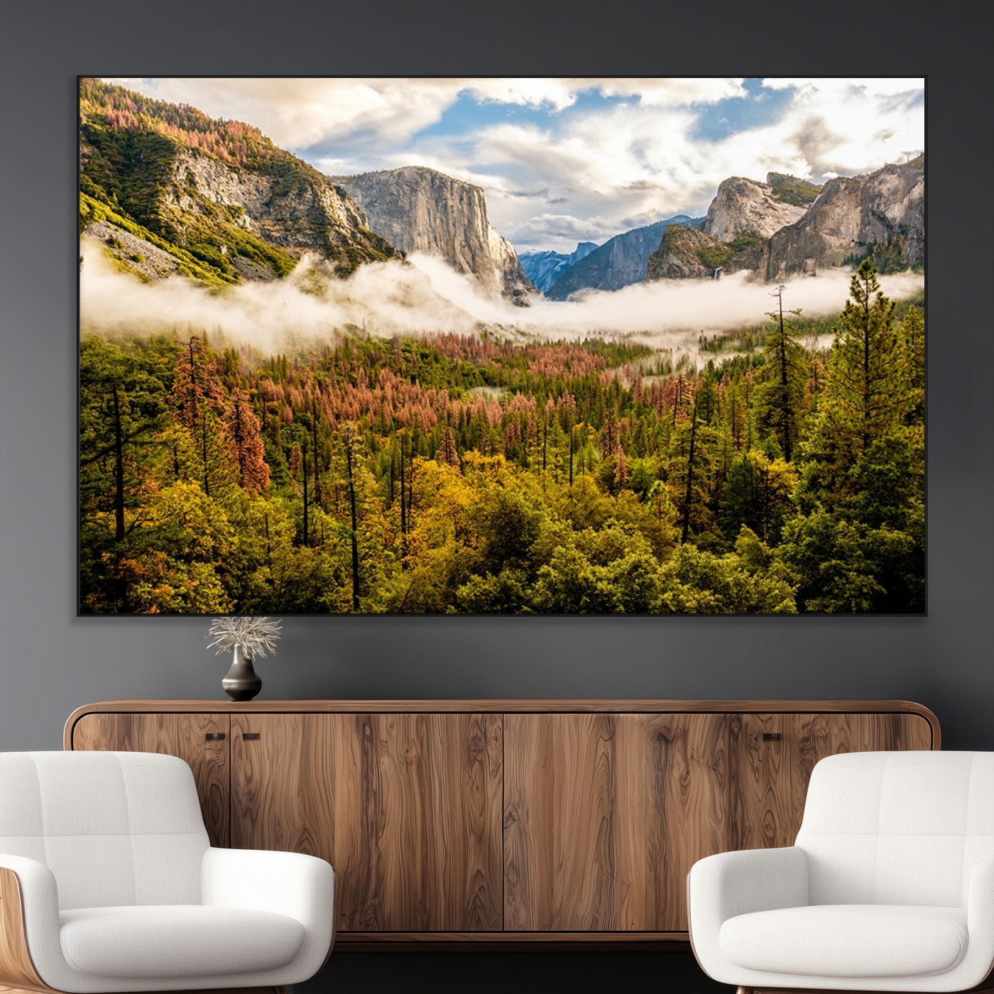 SEG-FC-51X34_Oversize - Half Dome Yosemite Canvas Wall Art – Majestic Triptych Landscape Print – National Park Nature Decor