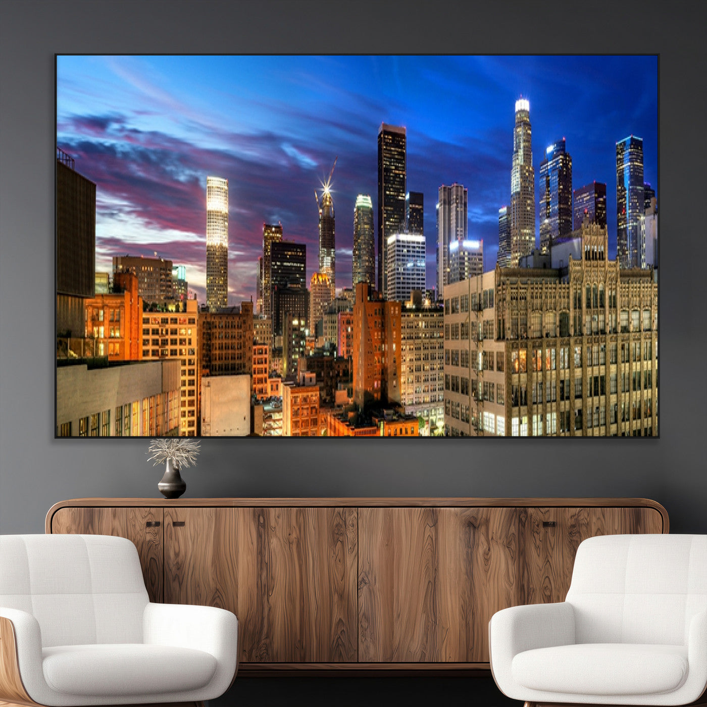 SEG-FC-51X34_Oversize - Los Angeles Night Wall Art Canvas Print