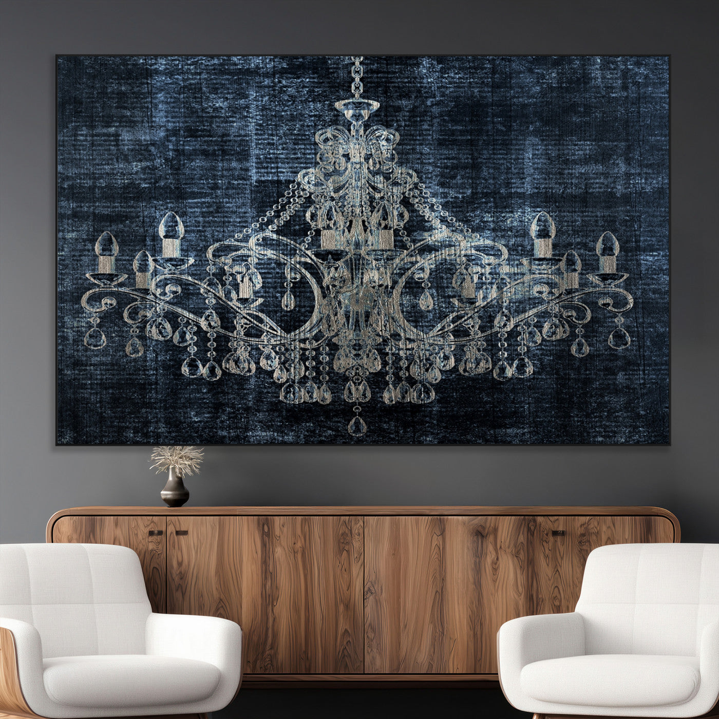SEG-FC-51X34_Oversize - Dark Chandelier Wall Art Canvas Print