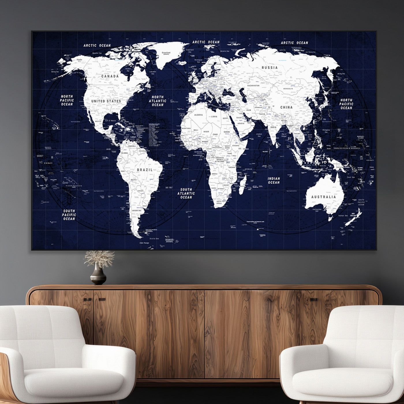 SEG-FC-51X34_Oversize - World Map Wall Art Canvas Print for Home and Office Decor