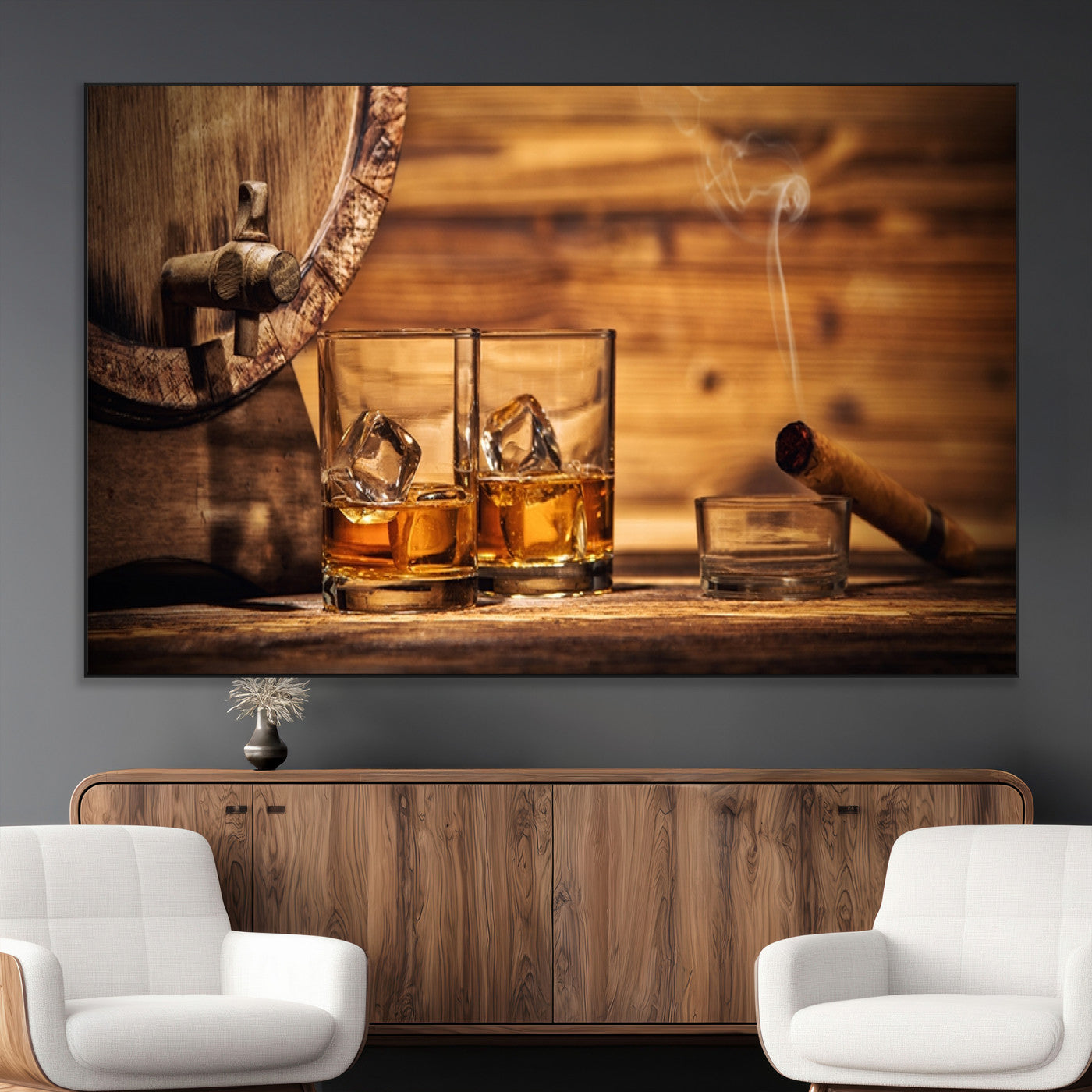 SEG-FC-51X34_Oversize - Rustic Whiskey and Barrel Canvas Print