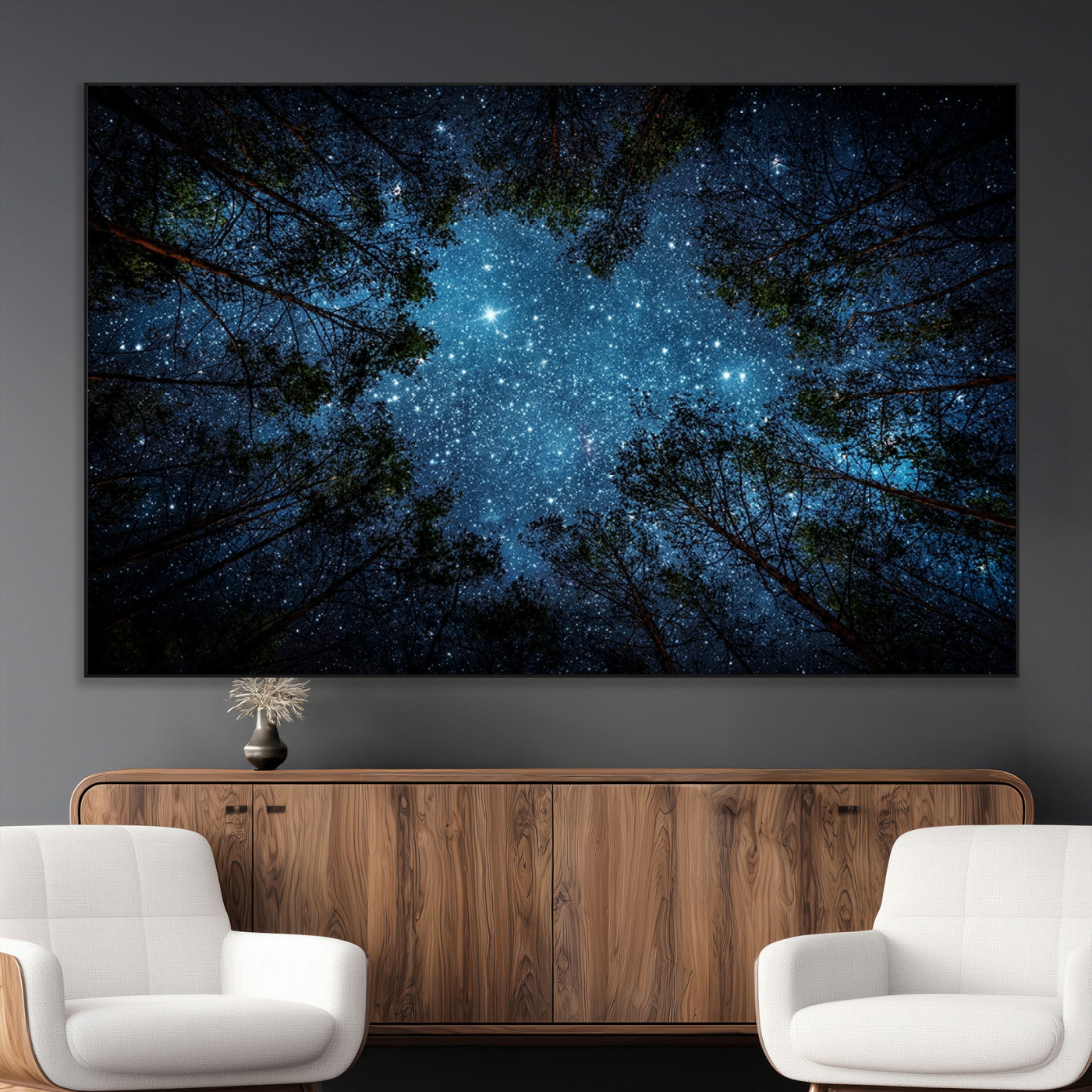-Forest and Stars Wall Art Canvas Print