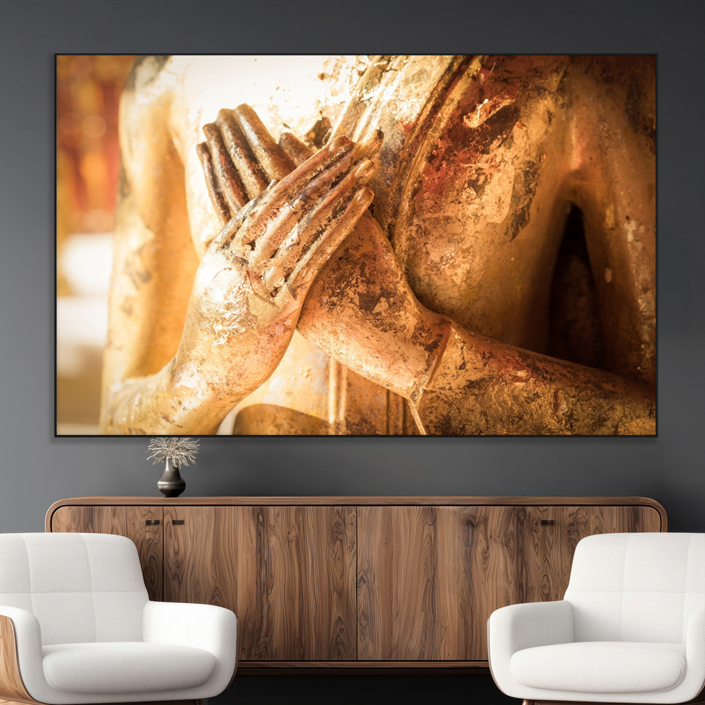 87005-SEG-FC-51X34_Oversize_Oversize-Buddha Statue Hands Wall Art Canvas Print