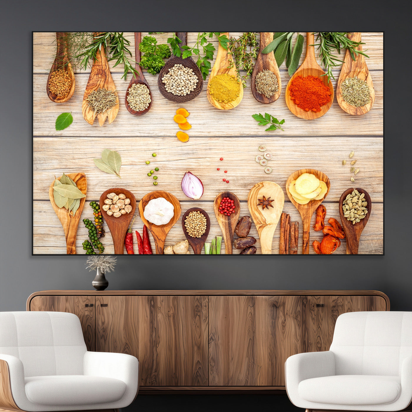 SEG-FC-51X34_Oversize - Kitchen Spice on the Table Wall Art, Kitchen Spice Wall Art Canvas Print