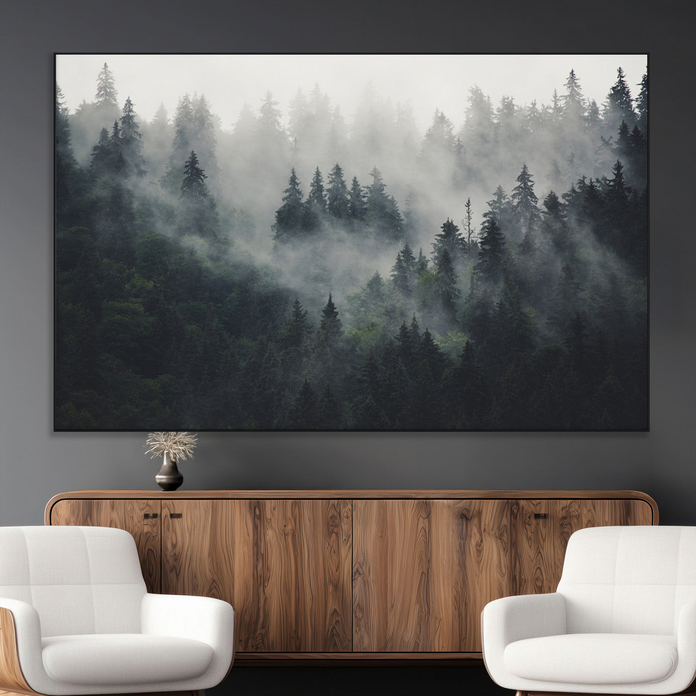 SEG-FC-51X34_Oversize - Nature Wall Decor - Serene Triptych Nature Print – Woodland Landscape Decor for Living Room or