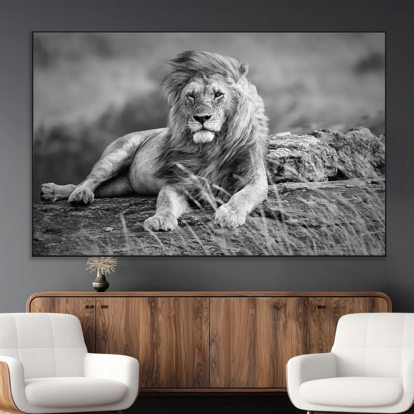 SEG-FC-51X34_Oversize - King of Forest Lion Wall Art Canvas Print