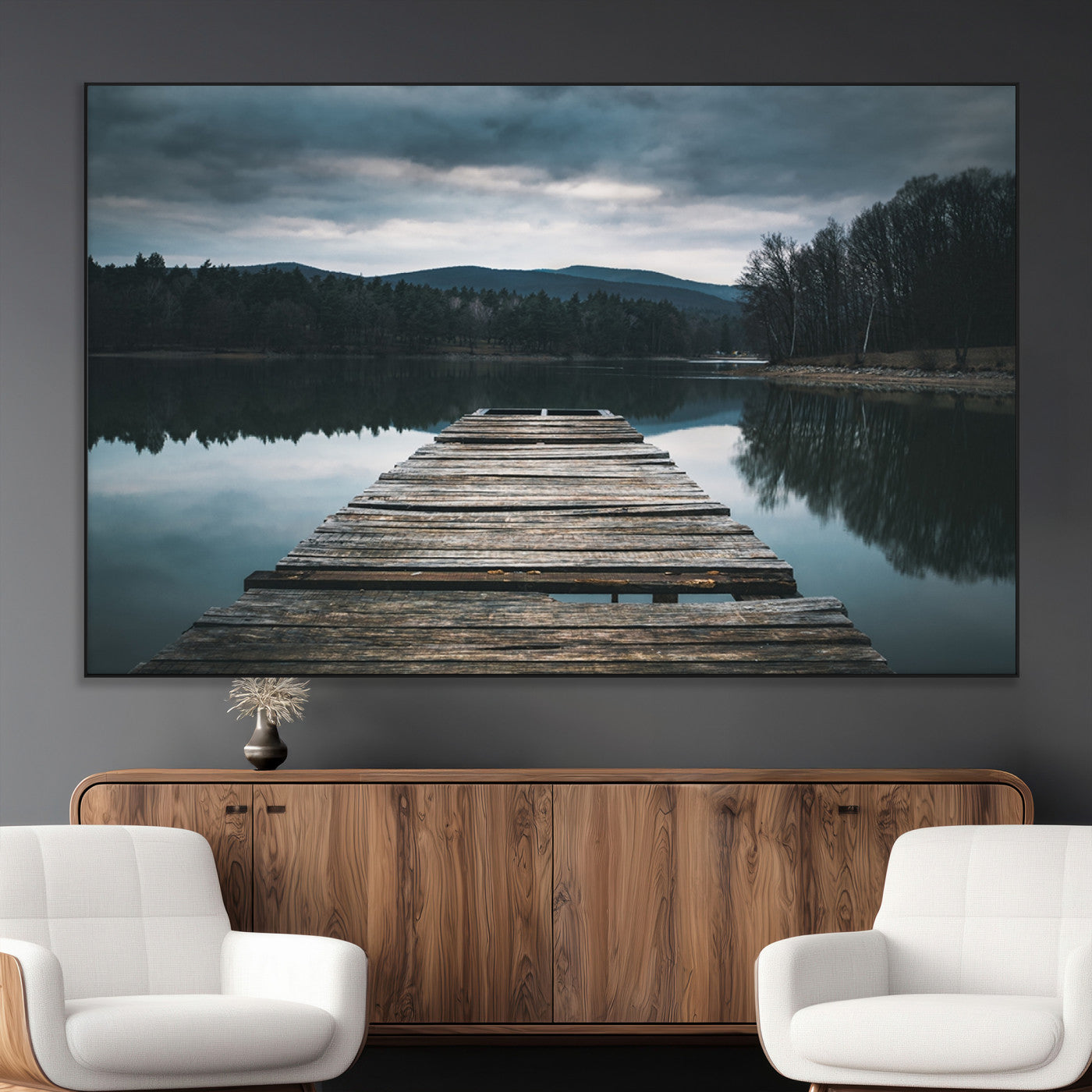SEG-FC-51X34_Oversize - Wooden Bridge Near Lake Wall Art Canvas Print