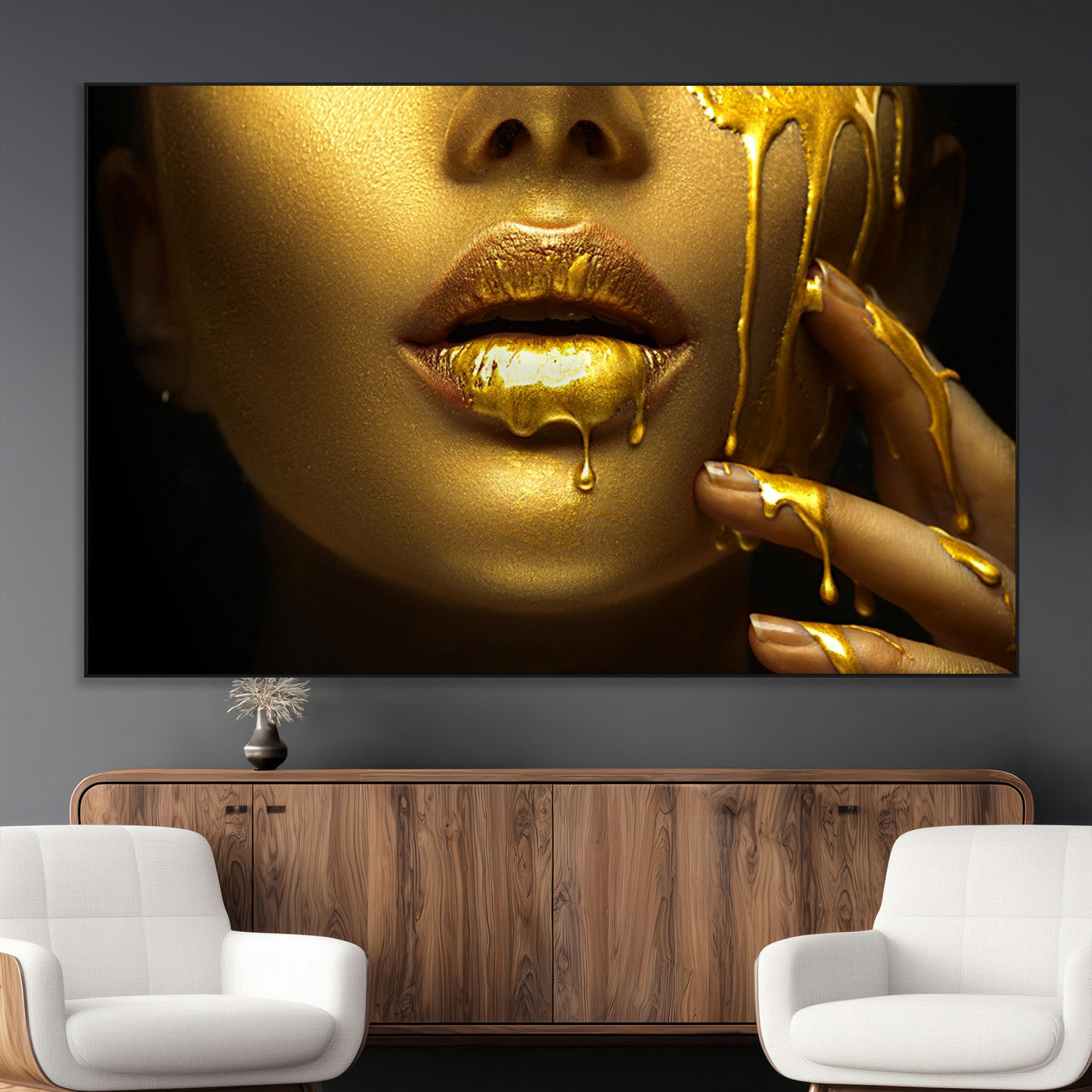 -Gold and Women Wall Art Canvas Print