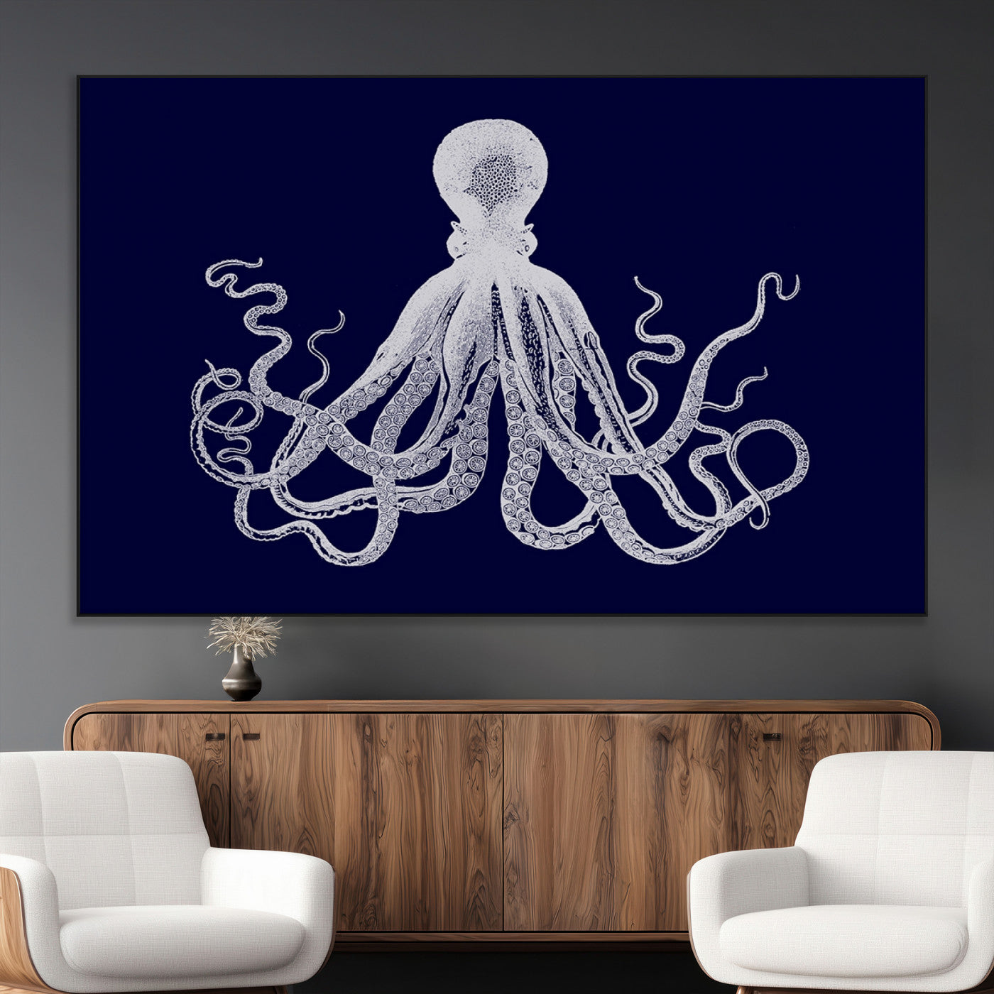 SEG-FC-51X34_Oversize - Blue Octopus Wall Art Canvas Print