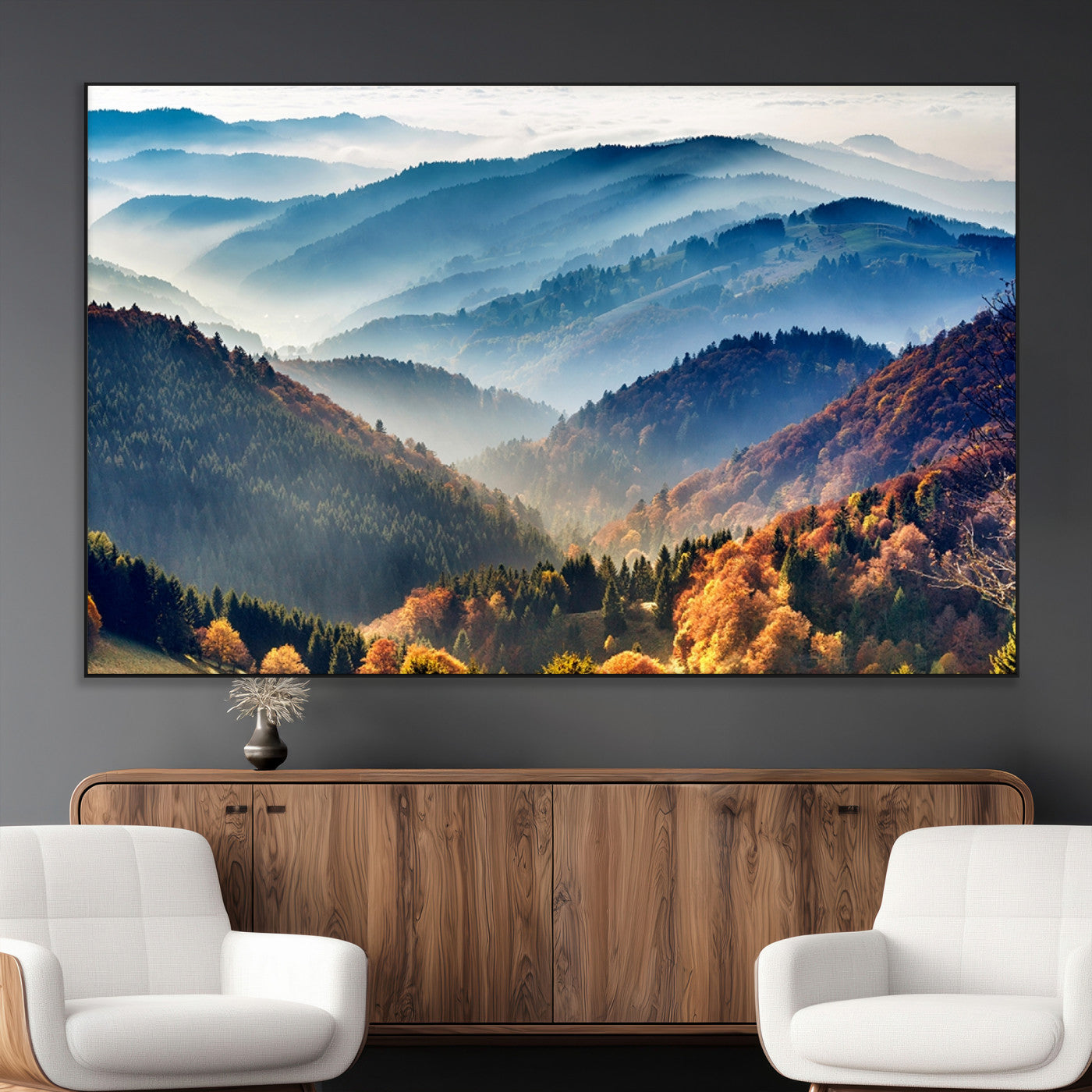 SEG-FC-51X34_Oversize - Mountains Forest Autumn Wall Art Canvas Print