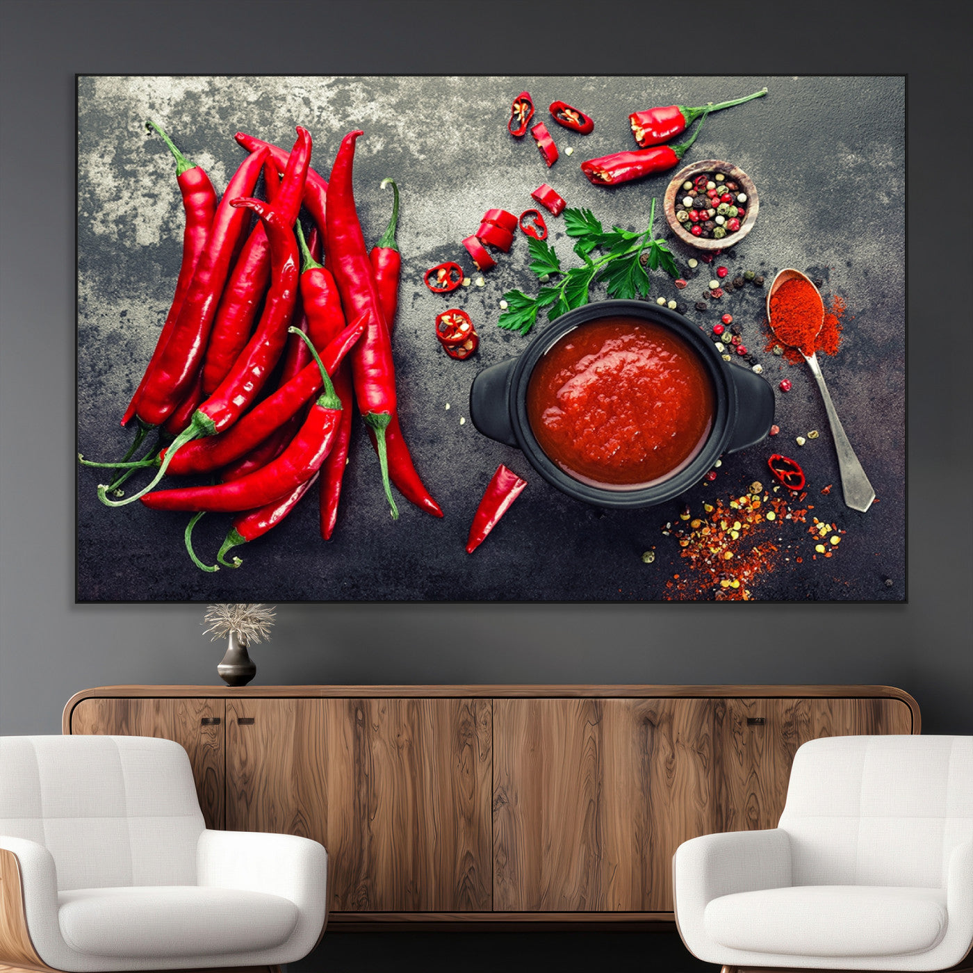 SEG-FC-51X34_Oversize - Red Chili Peppers Wall Art Kitchen Artwork Canvas Print