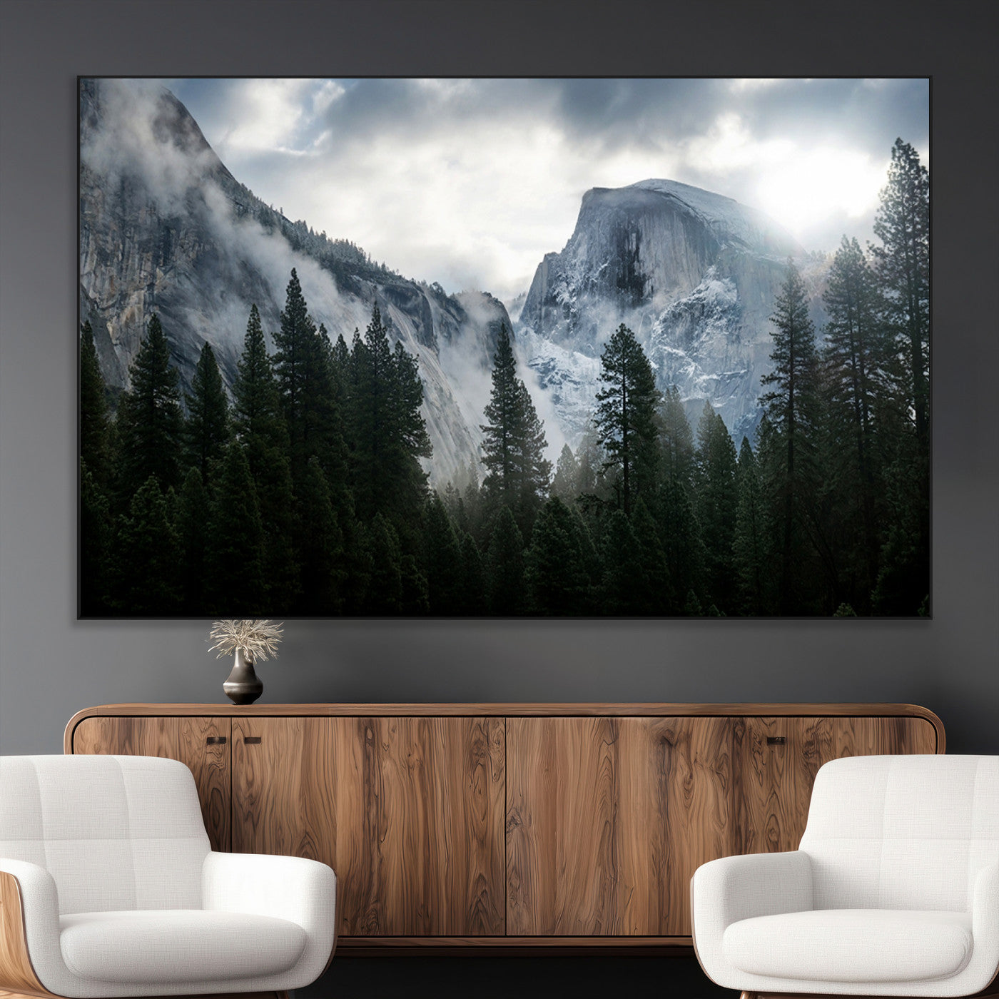 SEG-FC-51X34_Oversize - Yosemite National Park El Capitan Foggy Mountain Wall Art | Large Canvas Print for Living Room,