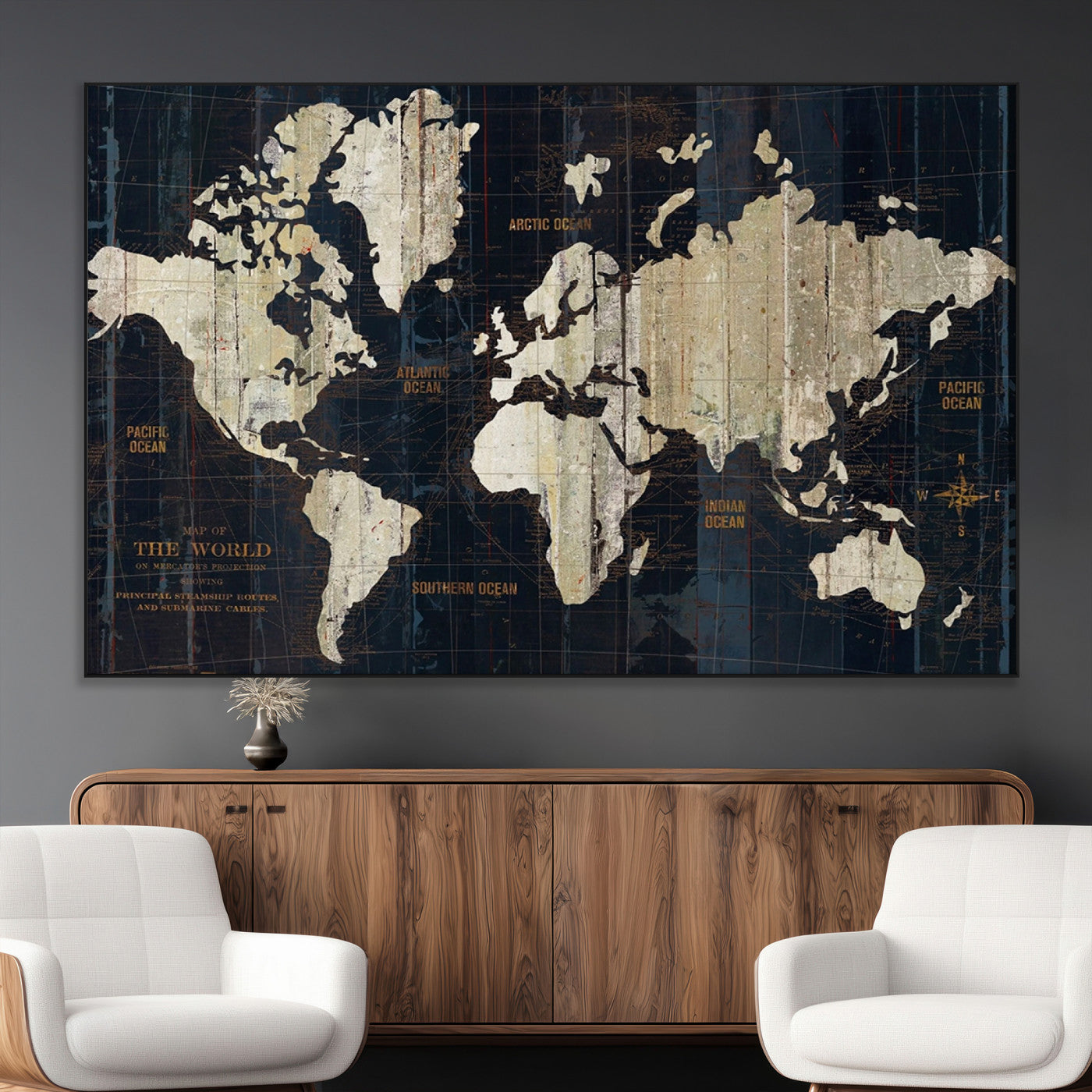 SEG-FC-51X34_Oversize - Push Pin World Map Canvas Print – Framed Wall Art for Couples to Track Their Travels – Anniversary