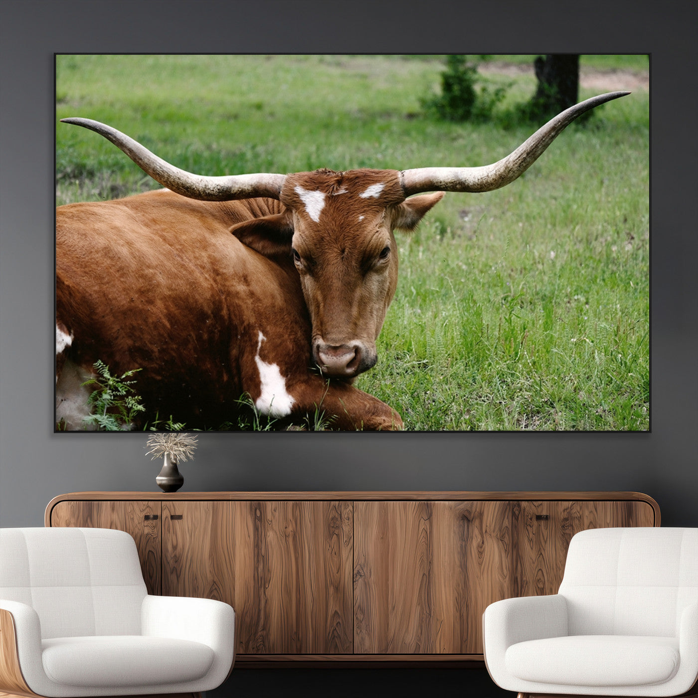 SEG-FC-51X34_Oversize - Longhorn Cow Animal Wall Art Canvas Print
