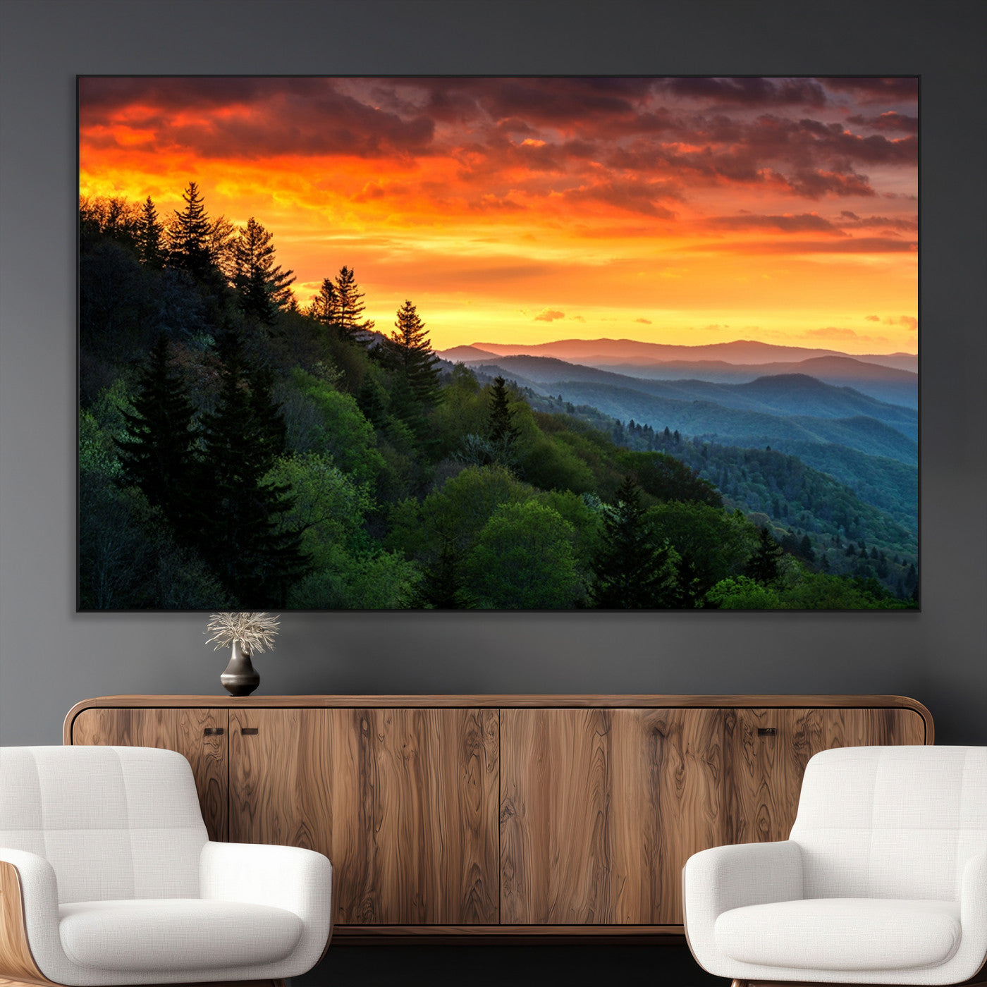 SEG-FC-51X34_Oversize - Forest Landscape Wall Art Sunset Canvas, Forest Sunset Canvas Print