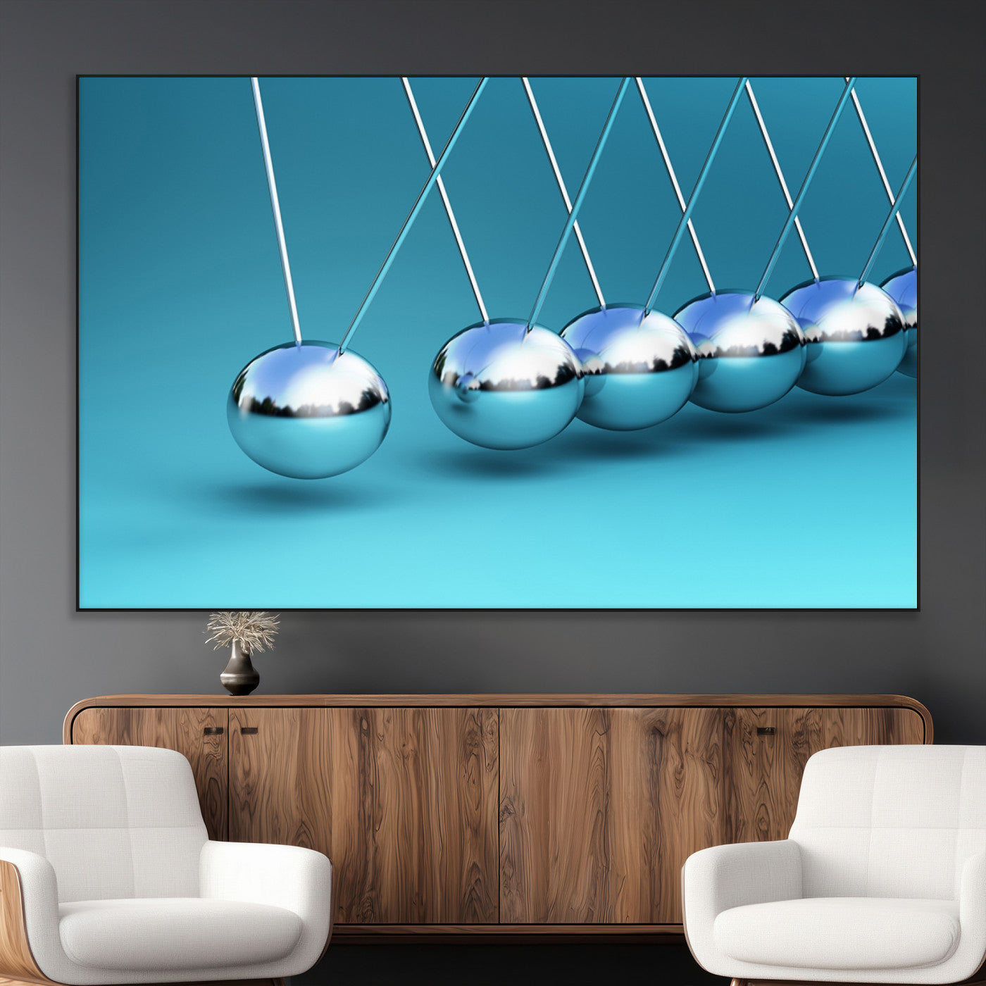 SEG-FC-51X34_Oversize - Wall Art Newton's Cradle Canvas Print, Framed Newton Cradle Canvas Print
