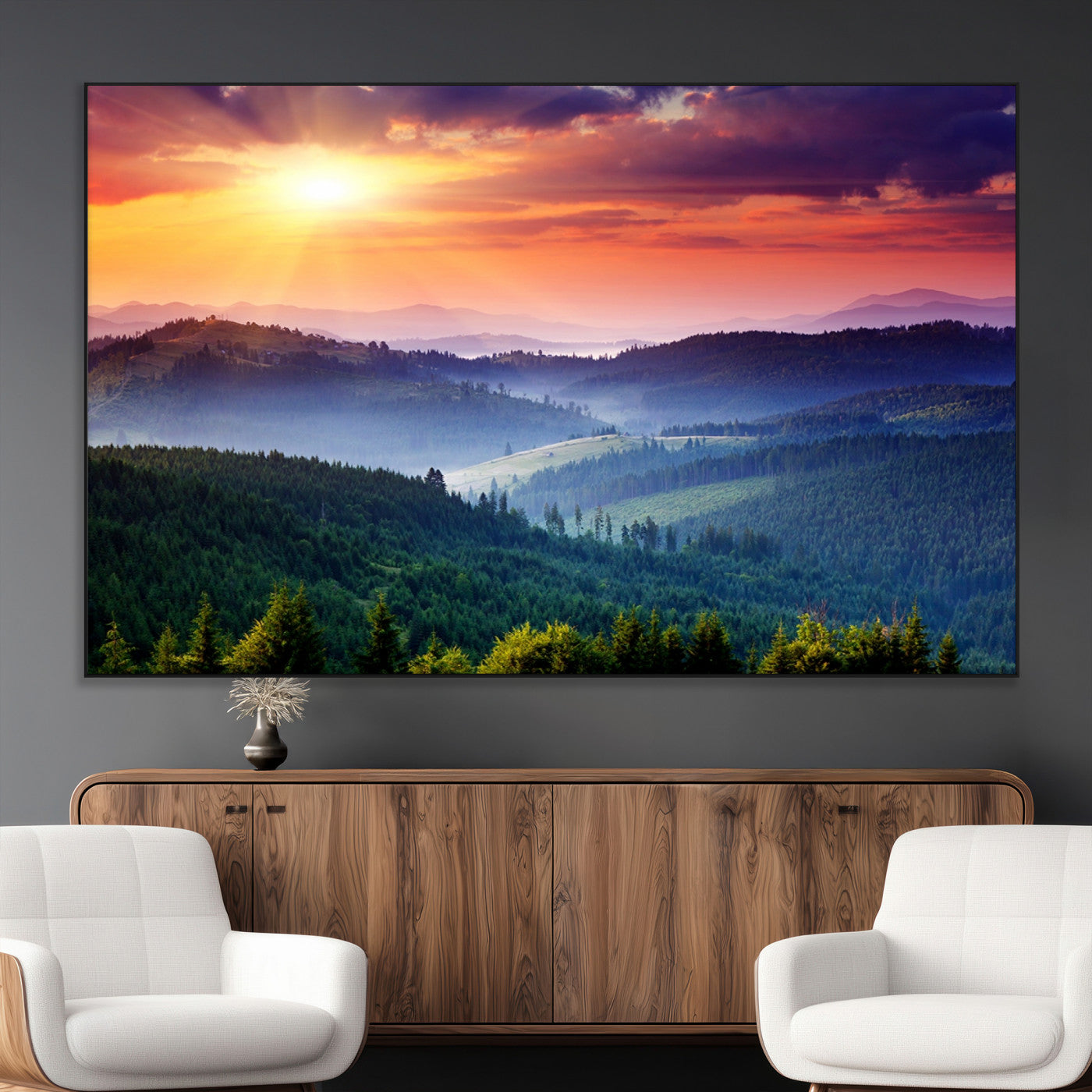 SEG-FC-51X34_Oversize - Mountain and Sunset Wall Art Canvas Print