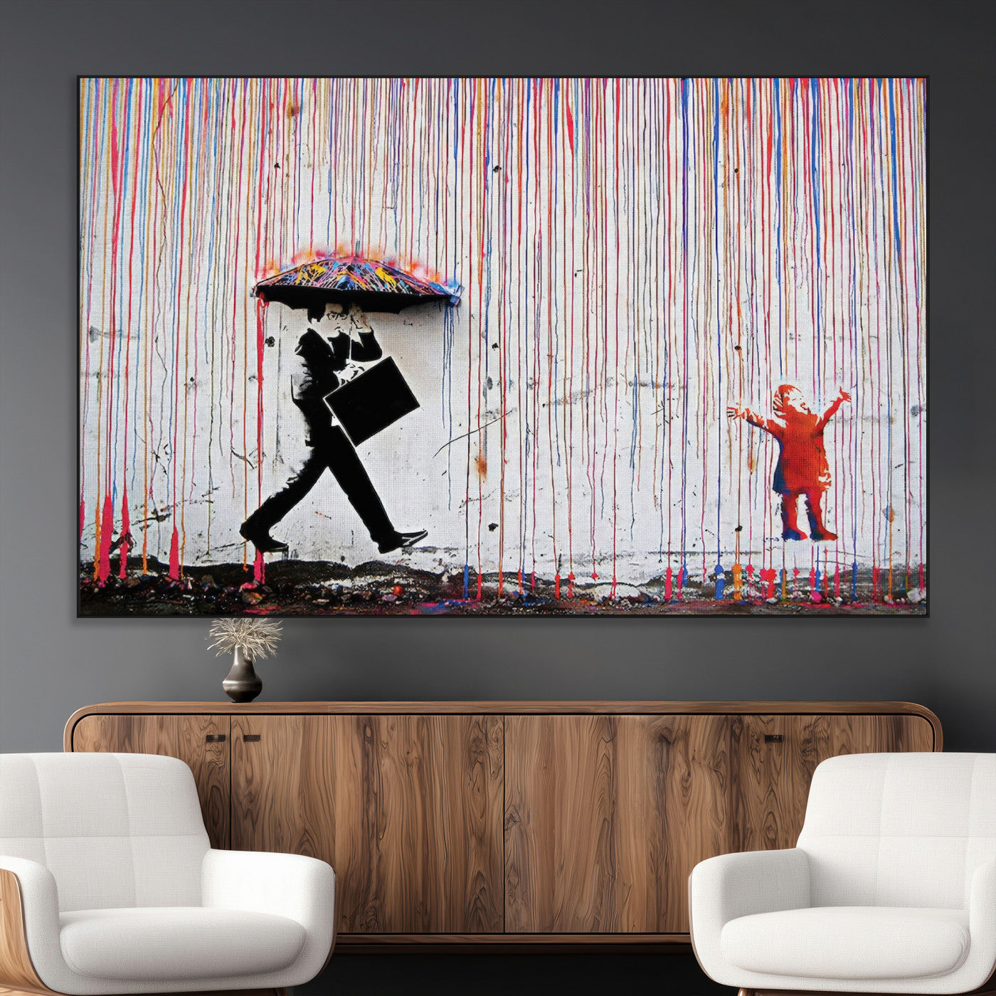 SEG-FC-51X34_Oversize - Banksy Wall Art Canvas Print, Framed Graffiti Art Picture Print, Banksy Urban Graffiti Perfect Modern Decor Artwork