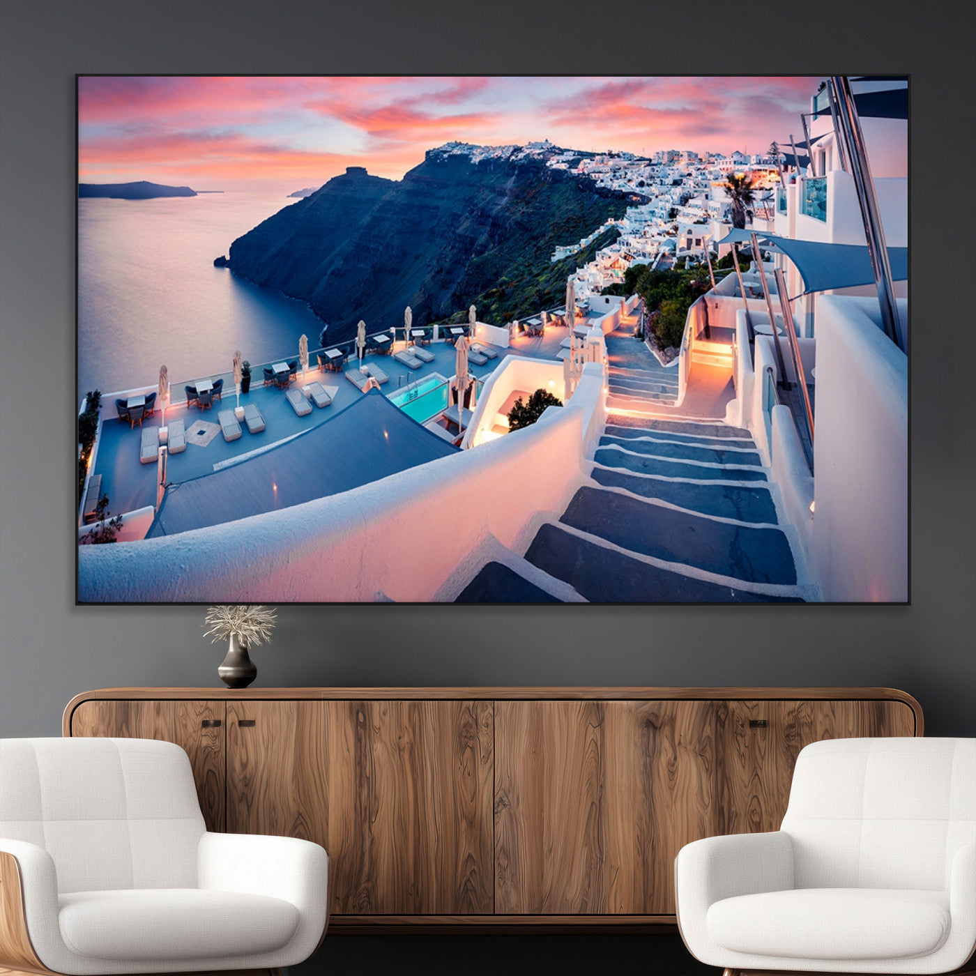 SEG-FC-51X34_Oversize - Santorini Island Wall Art Canvas Print