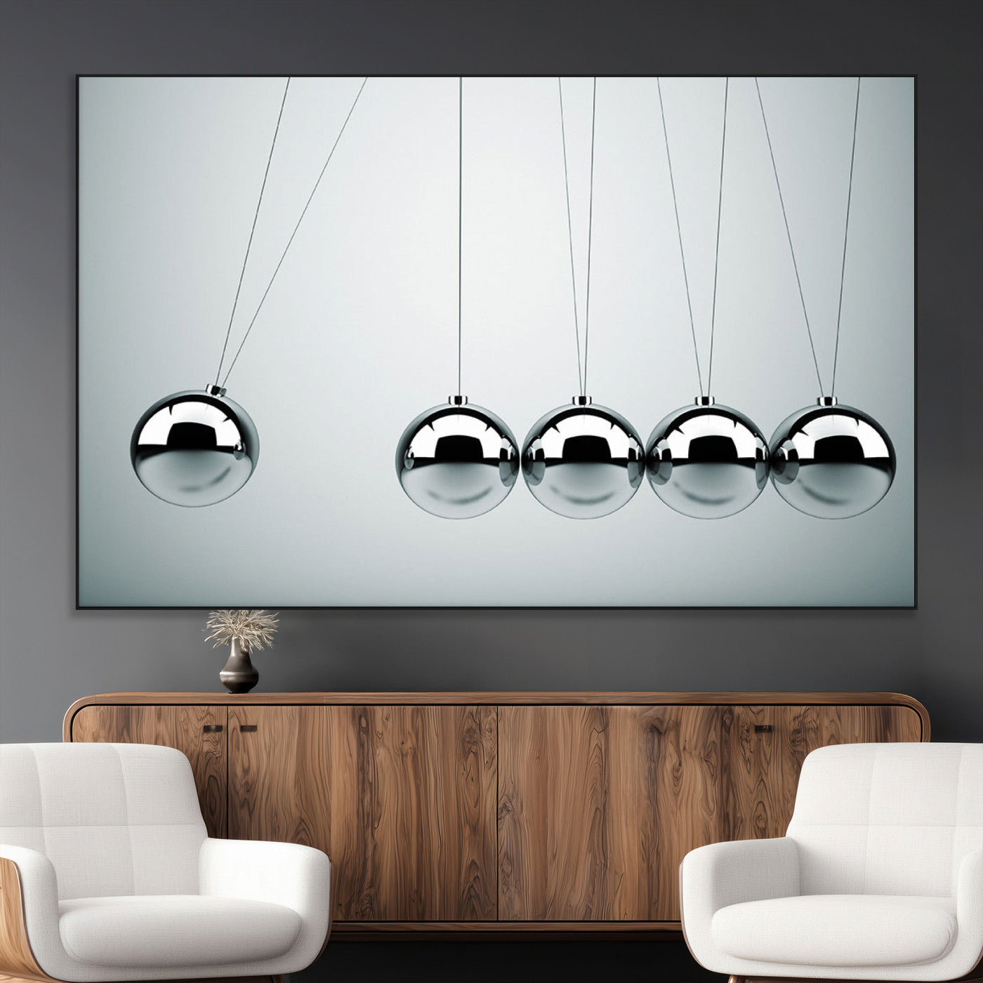 SEG-FC-51X34_Oversize - Newton's Cradle Wall Art Canvas Print, Framed Newton Cradle Wall Art